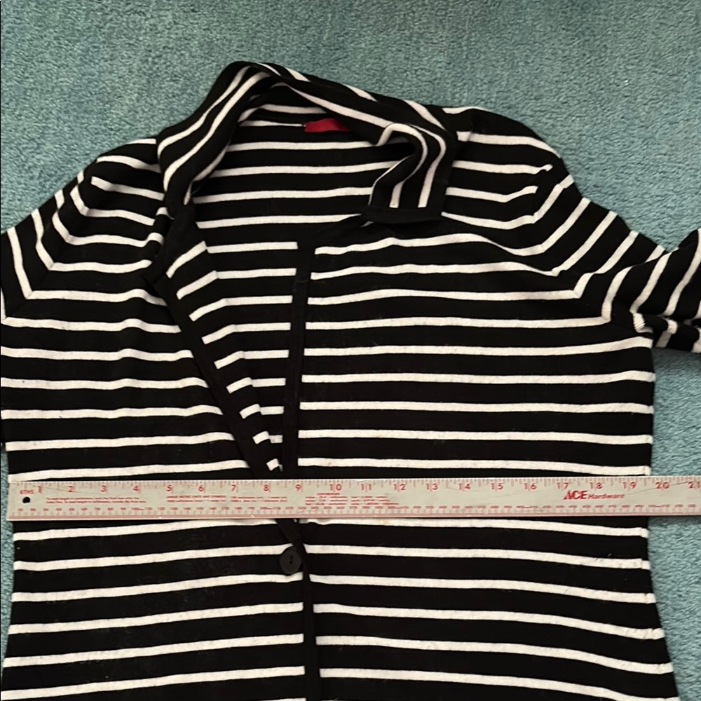 Black and White Striped Cardigan Sweater by Red - Picture 5 of 6